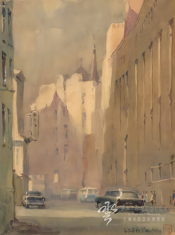 吕品 《上海街景》 34cm*26cm 1962年